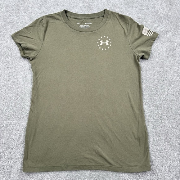 Under Armour Women's Freedom Graphic USA T-Shirt Size XS Army Green 1333371 - Picture 1 of 9